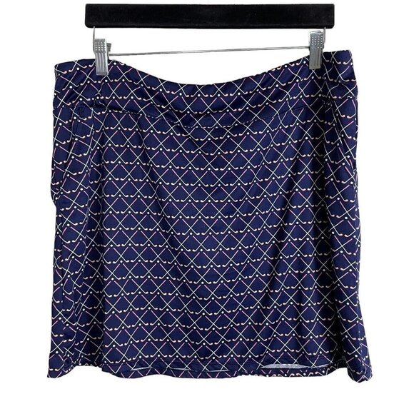 Emerald 18 Skort Golf Clubs Balls Blue Multicolor Pattern Size L Skirt‎ - Picture 1 of 7